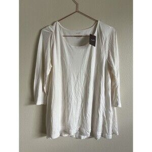 J.Jill‎ Pure Jill Size M Supersoft 3/4 Sleeve Elliptical Tee Cream